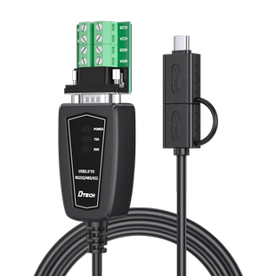 帝特typec+usb3.0转RS232/RS485/422三合一串口线DC5V供电工业级转换器串口通讯线多合一串口转换器usb转485