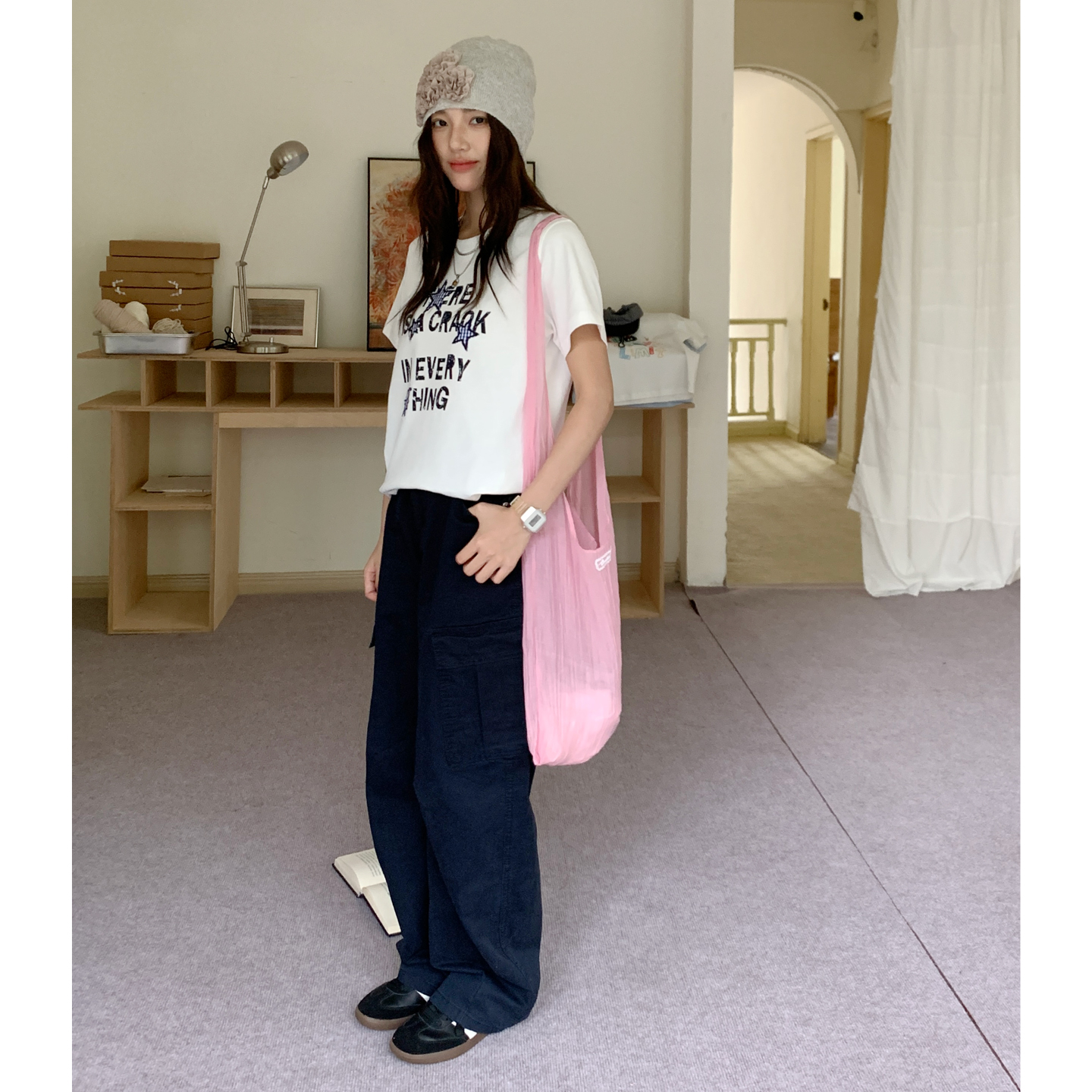 复古美式高街多口袋弯刀工装裤女