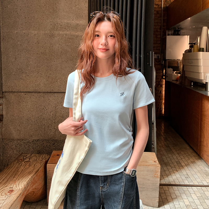 蜻蜓刺绣短袖t恤女新款2025年