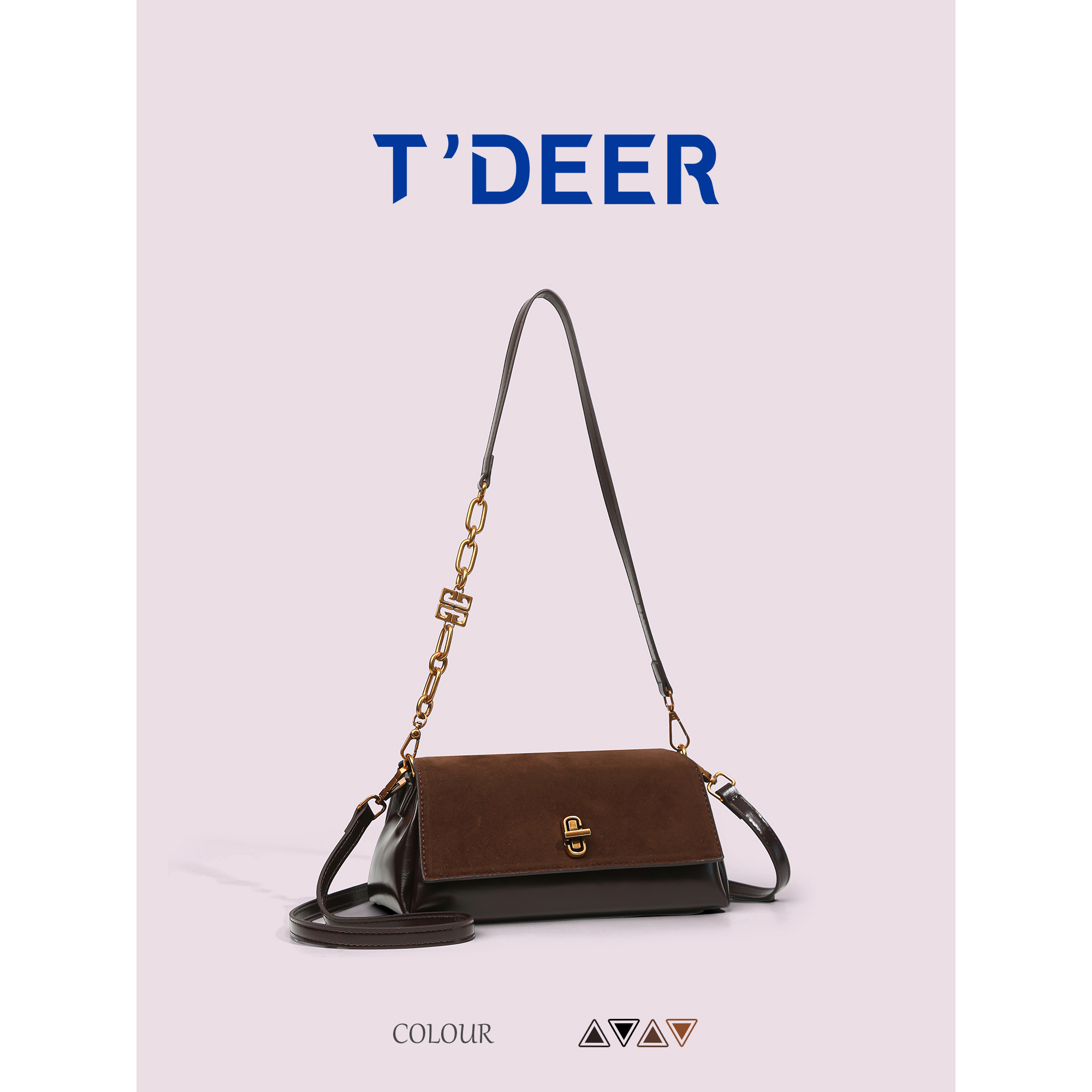 T'deer轻奢小众高级感法棍包包女式2025新款单肩斜挎包复古腋下包