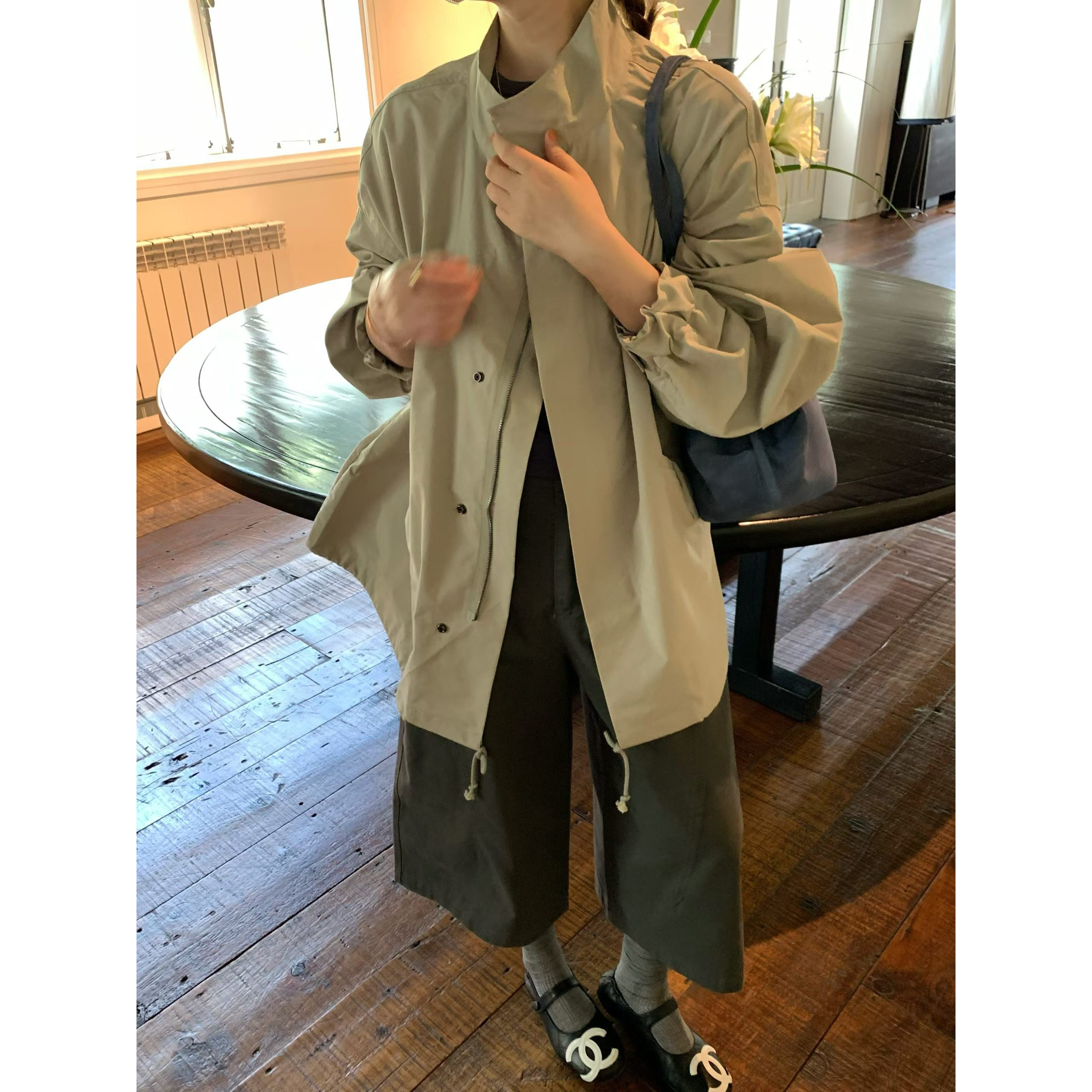 立领休闲工装夹克风衣女