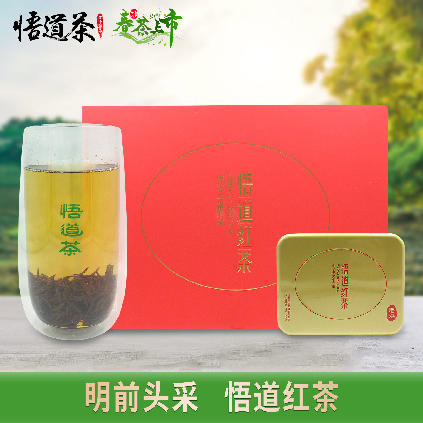悟道牌明前头采功夫红茶2026年大悟柏园高山小种蜜香新茶特级茶叶