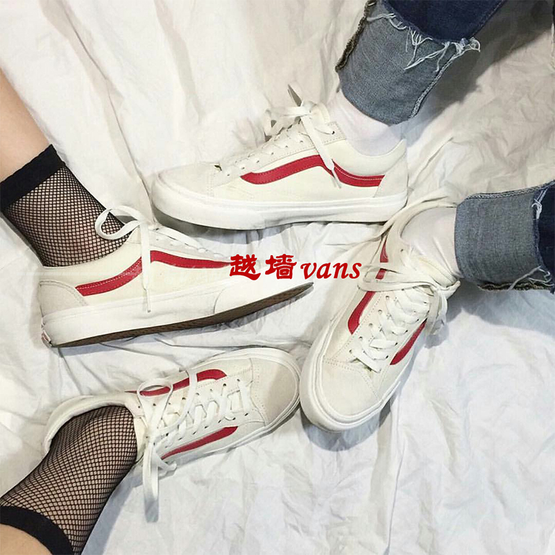 越墙VANS GD同款STYLE 36白红白蓝低帮运动
