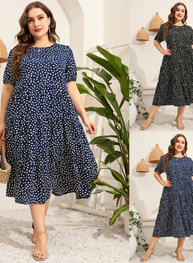 Loose Fit Plus Size Irregular Short-Sleeved Summer Dresses