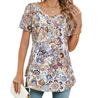 Women Summer Blouse Fashion Floral Print Peplum T shirt thumbnail 5