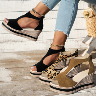 Women Peep-Toe High Heels Plus Size Platform Wedge Sandals