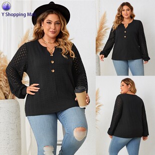 Plus Size Lace Patchwork Knit Sweater LongSleeve Women Shirt