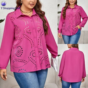 Elegant and Sophisticated Hollow-Out Blouse for Women 女衬衫