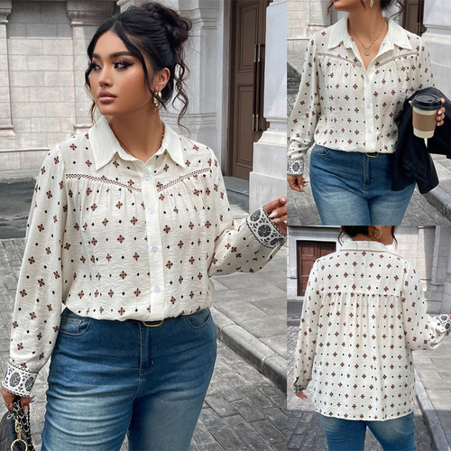 Casual Blouse Plus Size Women Shirts 200斤大码女装衬衫上衣