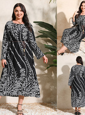 2024秋季大码连衣裙 Autumn Cotton Plus Size Women Flowy Dress
