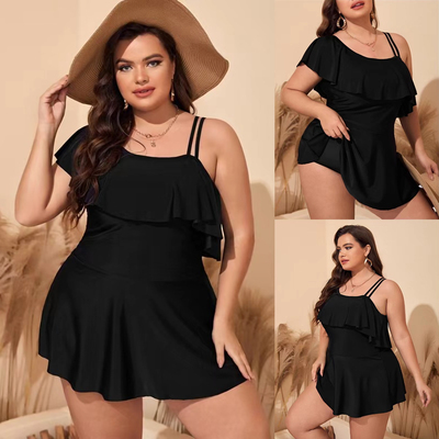 Asymmetric One-Shoulder Curvy Women Flirty Swimsuit Set 泳衣