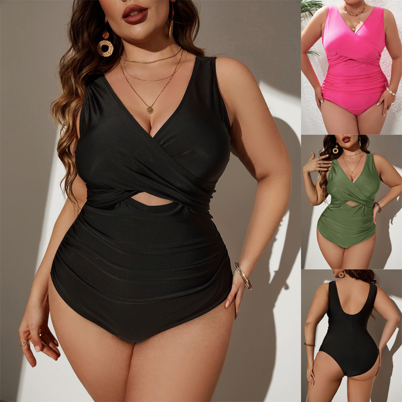Plus Size Monokini Curvy Women Sexy One-Piece Swimsuit 泳衣