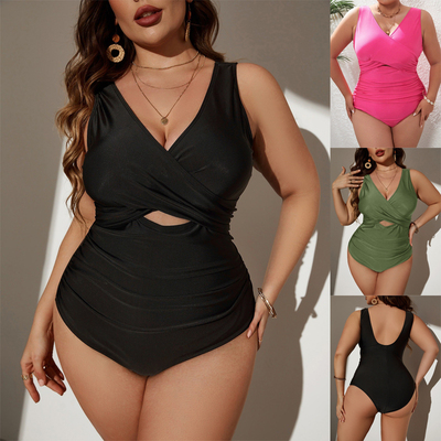 Plus Size Monokini Curvy Women Sexy One-Piece Swimsuit 泳衣