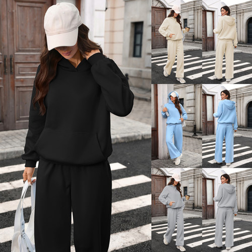 Women Tracksuit Hooded Sweatshirt Set Casual Pants 2Pcs 套装
