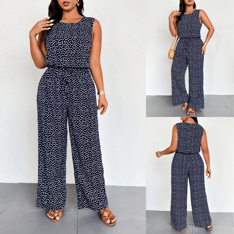 Summer Romper Plus Size Floral Jumpsuit 大码碎花无袖连体裤女