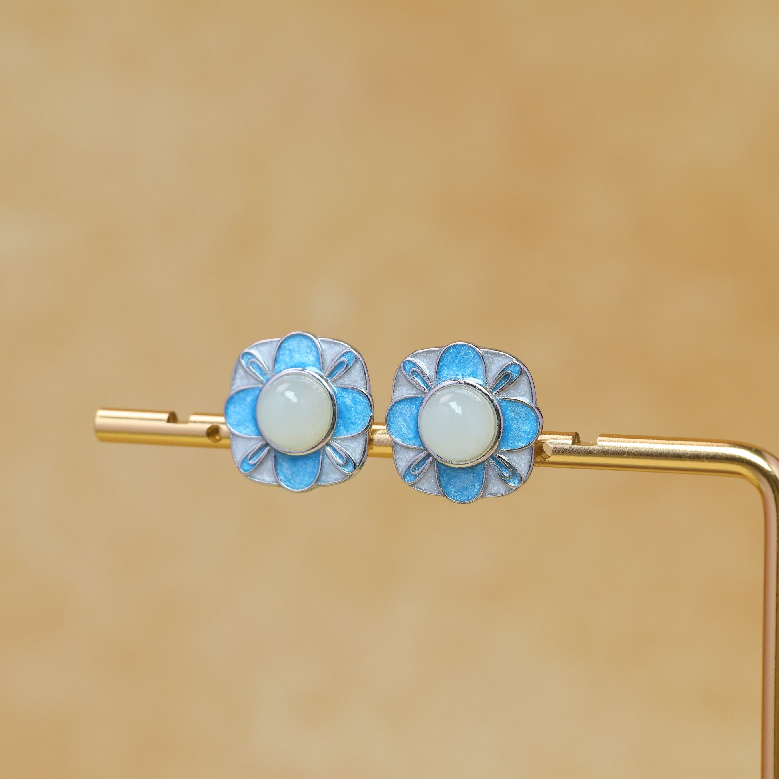 925银天然和田玉白玉复古轻奢国风珐琅玉石耳钉耳饰耳环,珠宝/钻石/翡翠,耳饰,淘宝优惠券,粉丝福利购,淘宝优惠卷