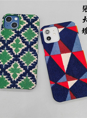 新款灯芯绒格子手工布艺适用于一加Ace5/3V/2手机壳13T/12/11/oneplus10pro/8T/9RT/9R创意pro保护套情侣男女