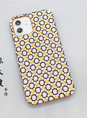 新款手工灯芯绒布艺青春适用于苹果14小众13mini男12pro硬壳iPhone11创意XR/XSmax个性8plus手机壳7P潮牌防摔
