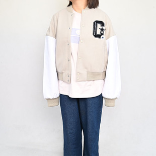 CONVERSE匡威女款棉服学院风复古字母棒球服外套10026772-A01-A02