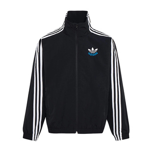 Adidas阿迪达斯新款儿童装男大童三叶草梭织外套三条纹上衣KW1181