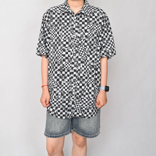 VANS范斯男棋盘格短袖衬衫百搭