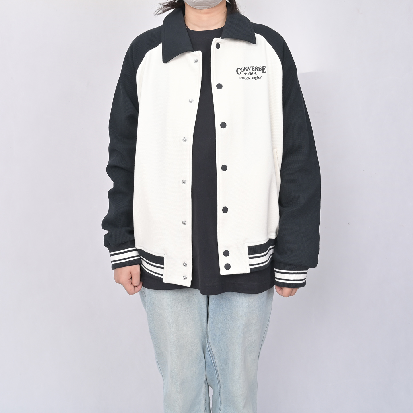 Converse匡威男女撞色复古棒球服运动休闲翻领百搭外套UCJ087-W2Y