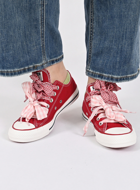 Converse匡威新款女时尚潮流红色低帮板鞋百搭休闲帆布鞋A13662C