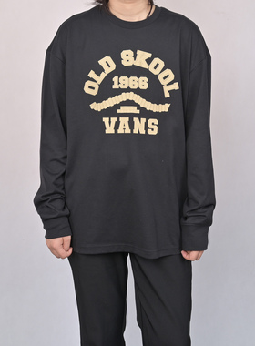 VANS范斯新款男子舒适长袖T恤运动休闲圆领百搭上衣VN00105FBLK