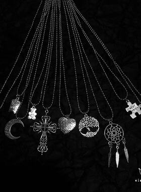 土酷蹦迪项链欧美冷淡风复古吊坠