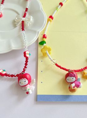 苹果乐园凯蒂猫多巴胺串珠项链