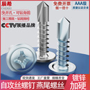 自攻丝螺钉燕尾自攻螺丝尾燕螺丝钉钻尾自攻螺丝钉加硬镀锌大扁头
