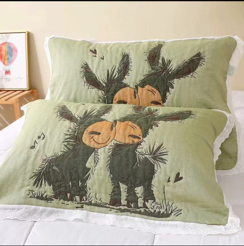 纯棉泡芙枕巾全棉纱布枕头巾单人学生宿舍家用成人儿童48x74cm