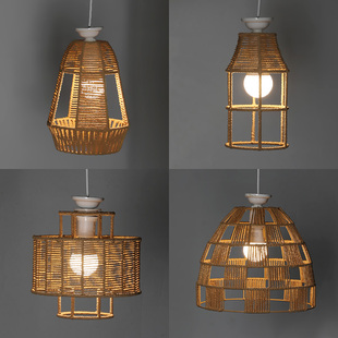 仿藤编灯笼吊灯中式火锅店饭店餐馆店铺商用民宿茶室日式灯罩装饰