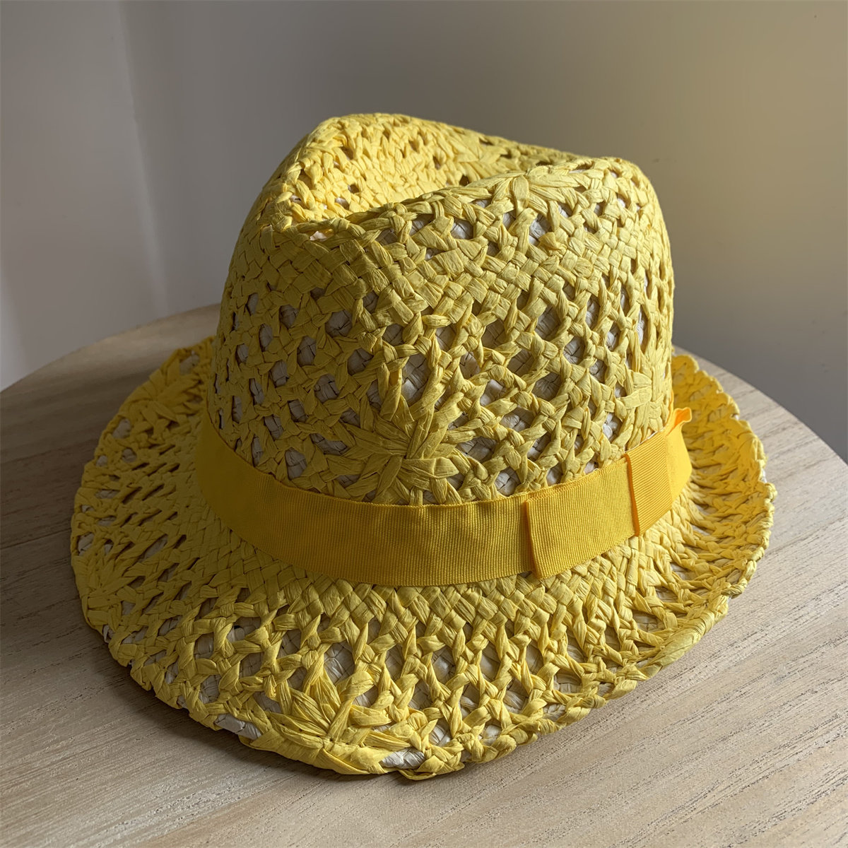 黄色帽子女式草帽子时尚潮帽小沿卷边礼帽爵士帽男防晒遮阳太阳帽