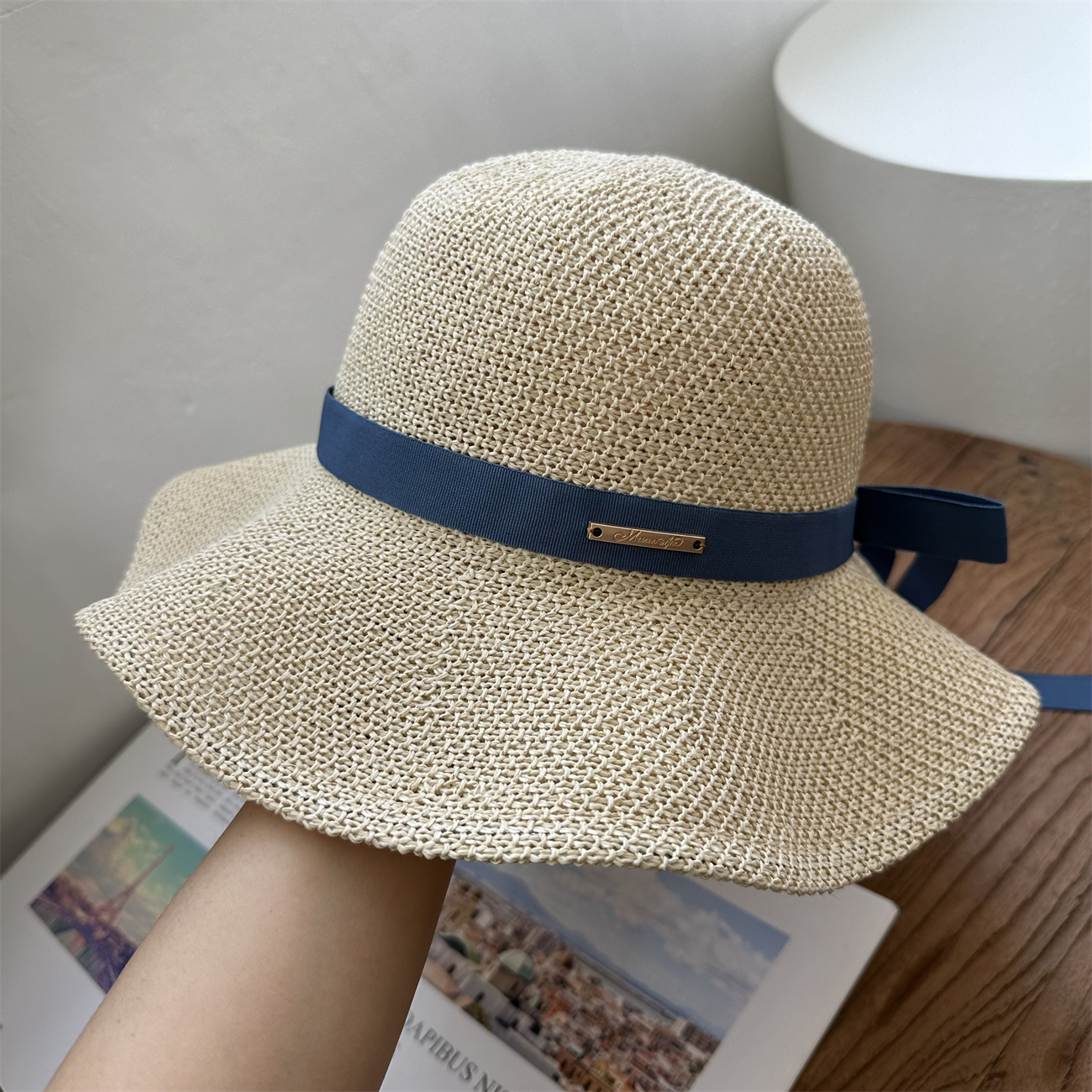 木耳边帽大帽檐针织气质法式复古