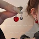pipi～原创甜美小苹果红樱桃耳环前后两带小银珠耳钉银针耳饰女神