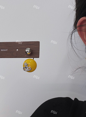 pipi小众设计黄色土星耳钉两戴耳环耳饰女轻奢百搭耳饰女银针耳饰