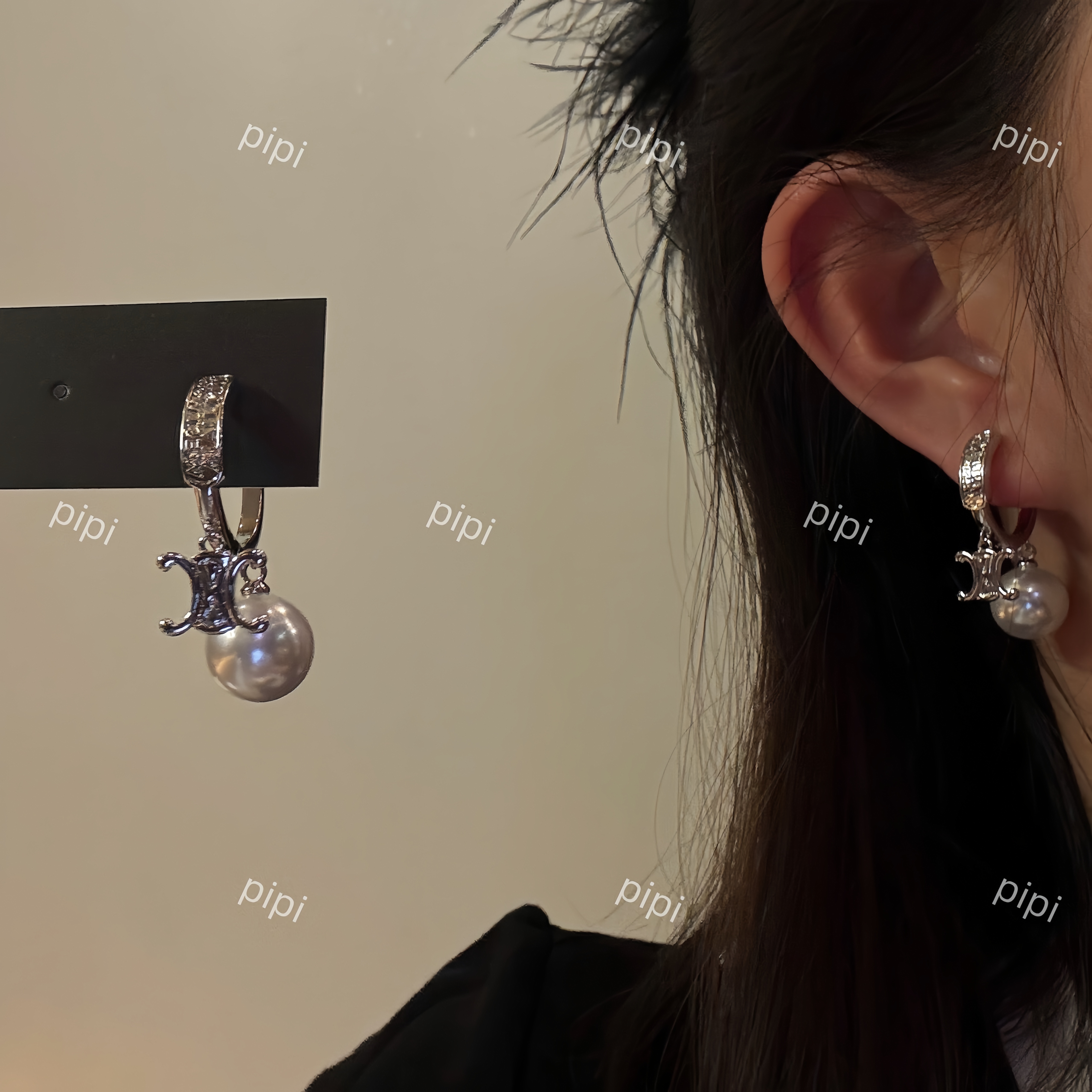 pipi小众设计凯旋门珍珠耳扣耳环耳饰高级感百搭简约轻奢耳钉女