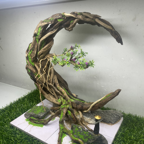 鱼缸造景装饰摆件沉木石头仿真苔藓布景水草景长32高35可种绿植
