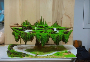 云端造景屋苔藓微景观桌面鱼缸摆件倒悬山仙侠风沉木骨架景观