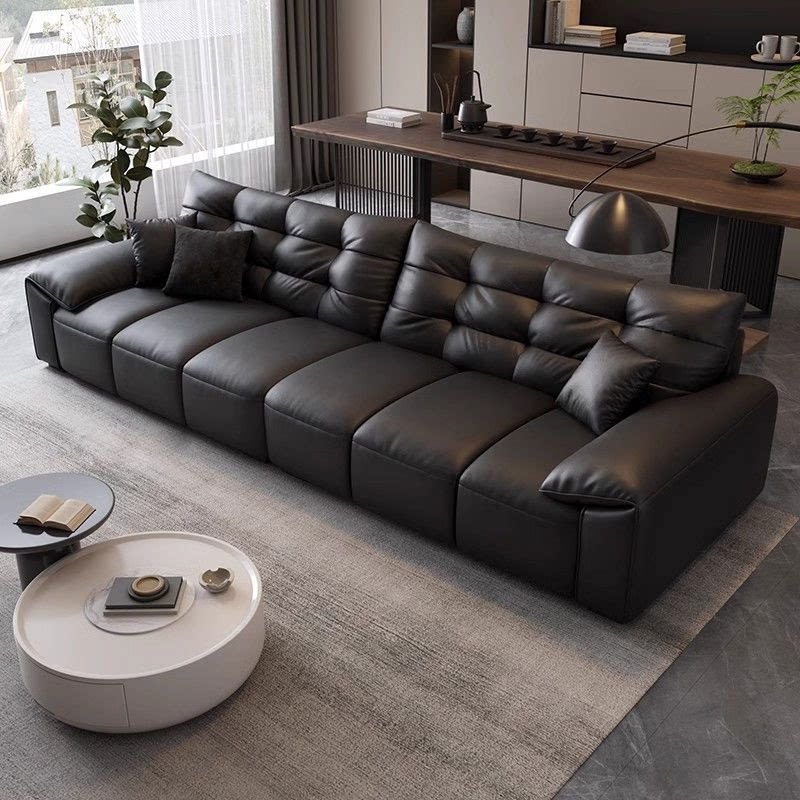意式极简大黑熊真皮沙发家用客厅直排豆腐块现代简约大象耳朵沙发