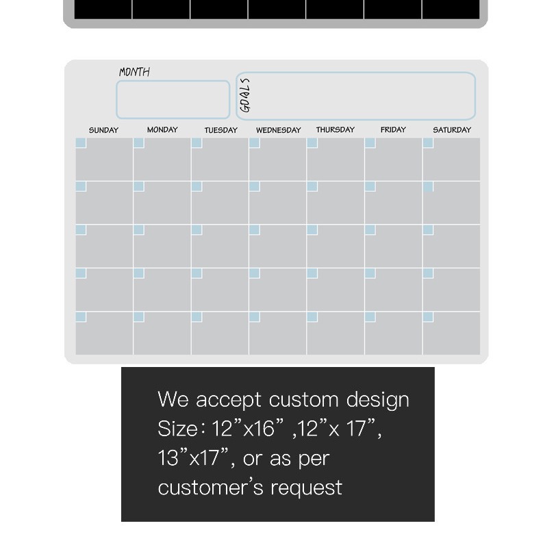 跨境a3可擦写月周计划表磁性干擦日历冰箱贴留言板软白板套装