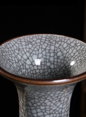 景德镇陶瓷装饰花瓶仿古官窑裂纹开片赏瓶现代家居装饰工艺品摆件