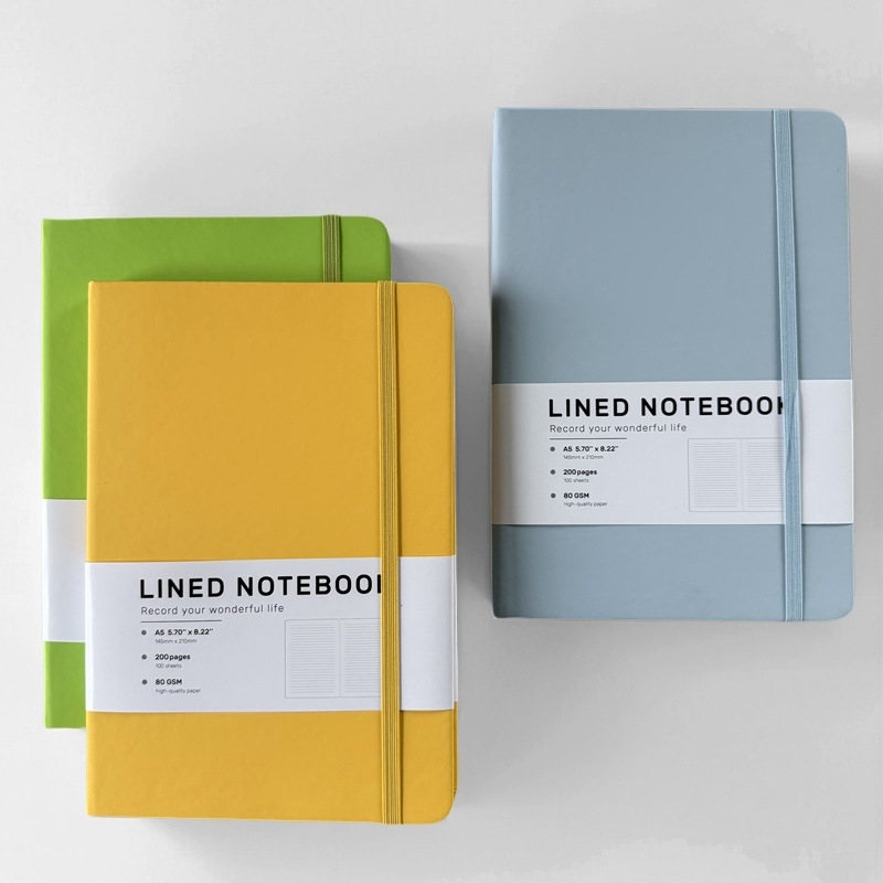 现货a5绑带pu仿皮简约办公硬皮笔记本印logo记事本