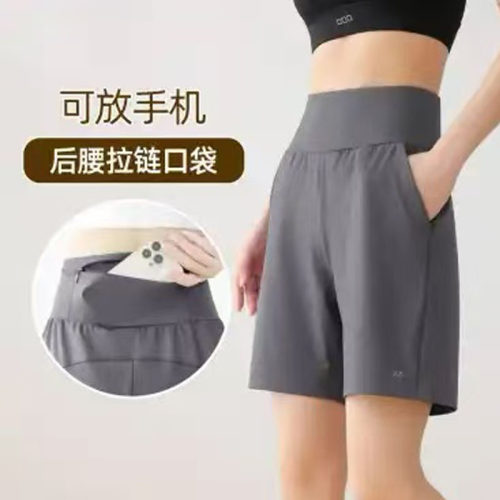 运动中短裤女夏季新款四分健身瑜伽裤宽松休闲跑步速干裤后腰口袋