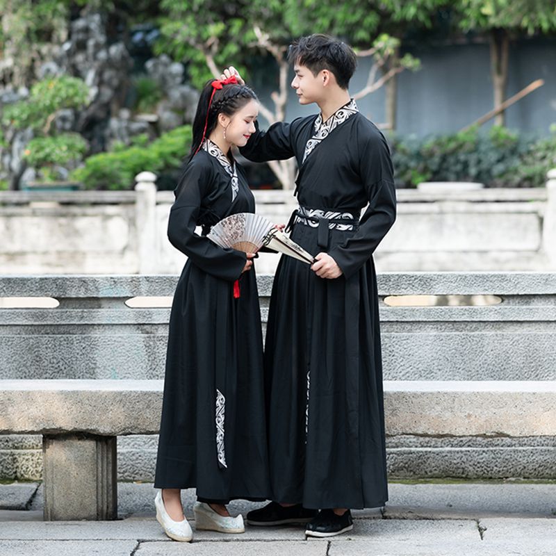 原創黑色交領傳統漢服男女仙鶴刺繡長袖壹片式襦裙大氅大袖袍班服在類目 女裝/女士精品, 唐裝/民族服裝/舞臺服裝, 民族服裝/舞臺裝中 - 來自Buy2taobao.com提供專業的淘寶代購服務