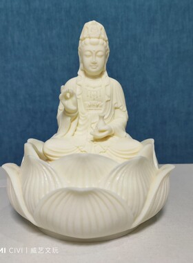 象牙果莲花观音摆件家用室内佛像供奉释迦摩尼像客厅桌面装饰品