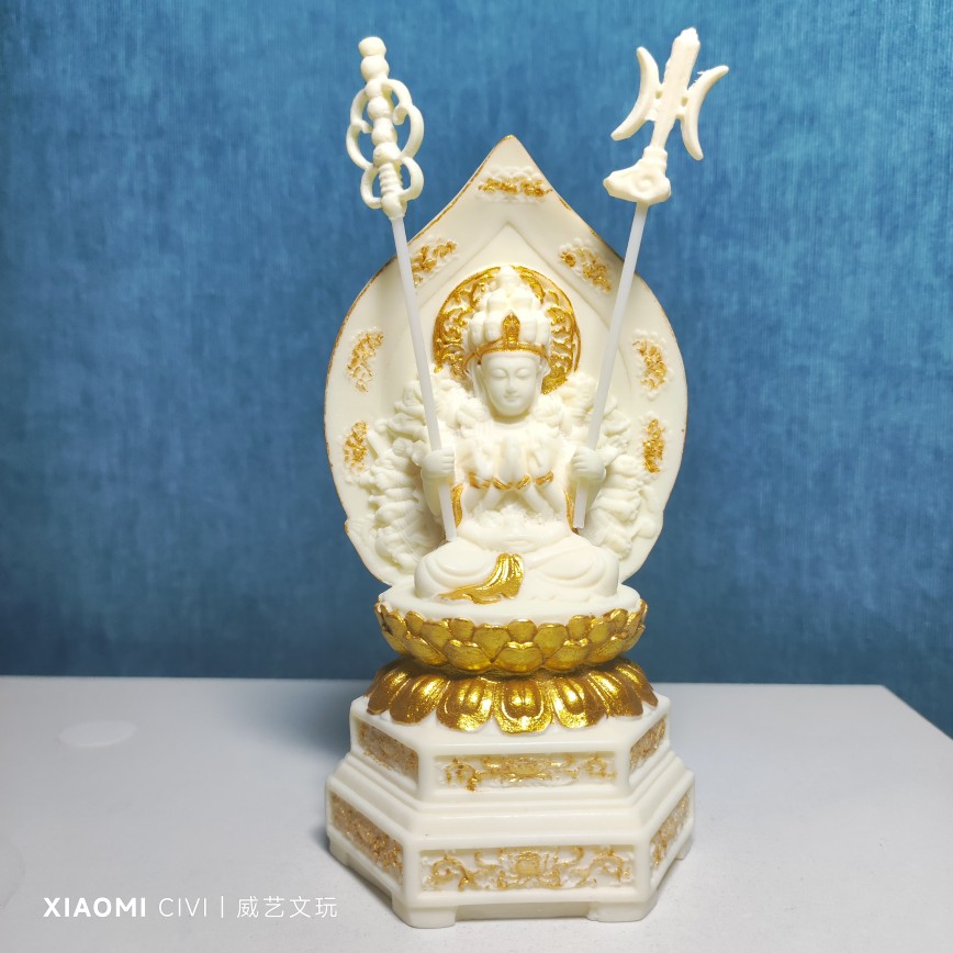 象牙果雕刻坐莲千手观音菩萨装饰品家居桌面工艺品摆件