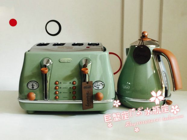 意大利Delonghi/德龙2003/4003多士炉2001/3001水壶橄榄绿全系列