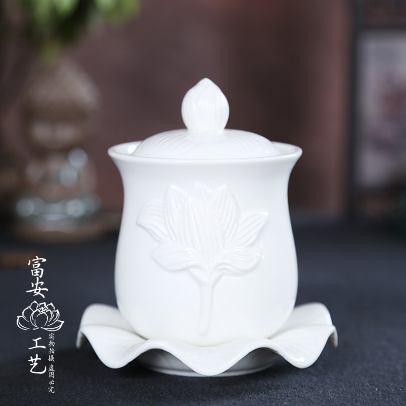 富安陶瓷纯白无字财神大悲水佛具